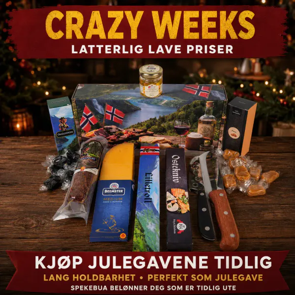 Hovedbilde Crazy Weeks Gavepakke med ost, spekepølse, kniver ...
